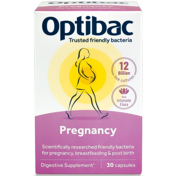 Optibac Probióticos Cápsulas de suplemento digestivo de embarazo 30 por paquete