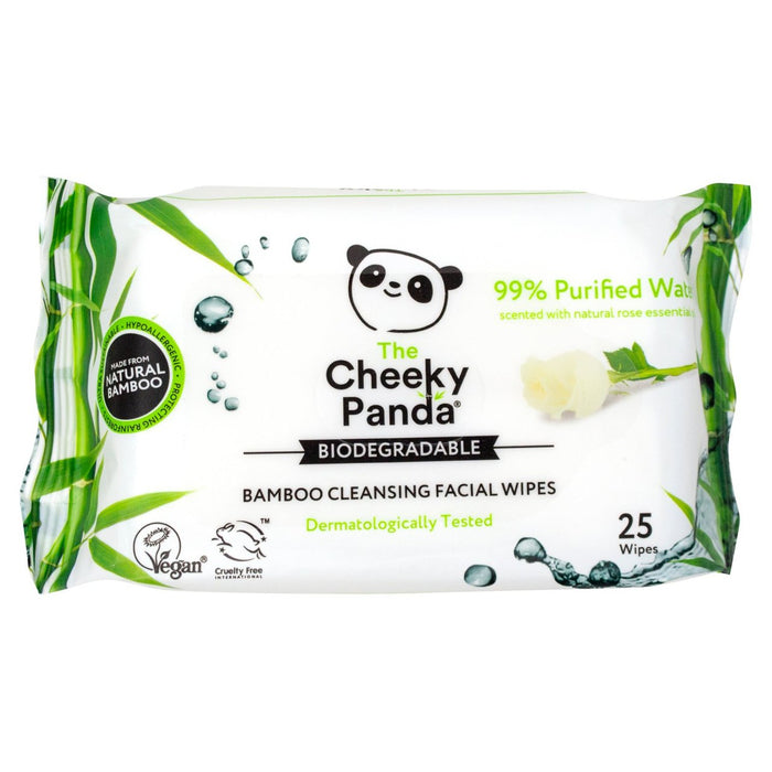 La descarada limpieza facial Panda Bamboo Wipes Rose perfumada 25 por paquete
