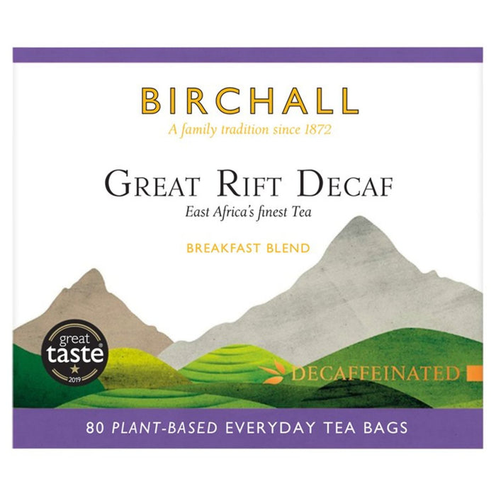 Birchall Great Rift Decaf Bolsas de té todos los días 80 por paquete