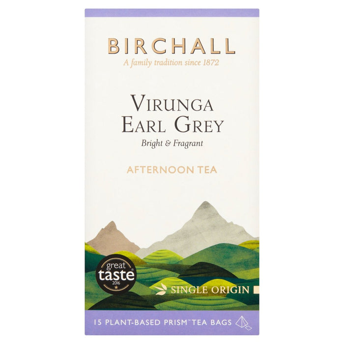 Birchall Virunga Earl Grey 15 Prism Bolsas de té 15 por paquete