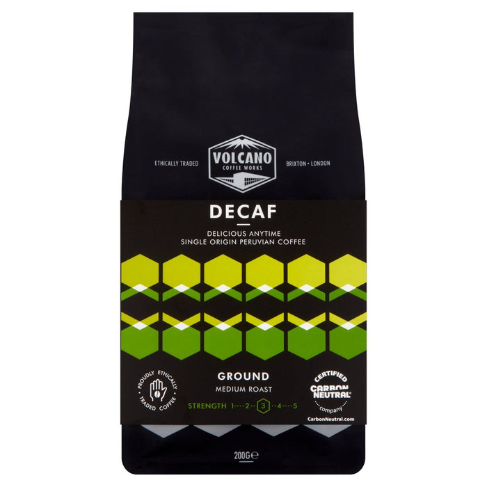 Volcano Coffee funciona Decaf Delicious en cualquier momento Café de tierra 200 g