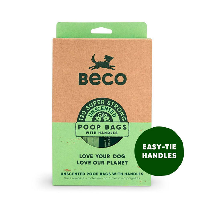 Beco Dog Poop Bags Unscented with Handles 120 per pack