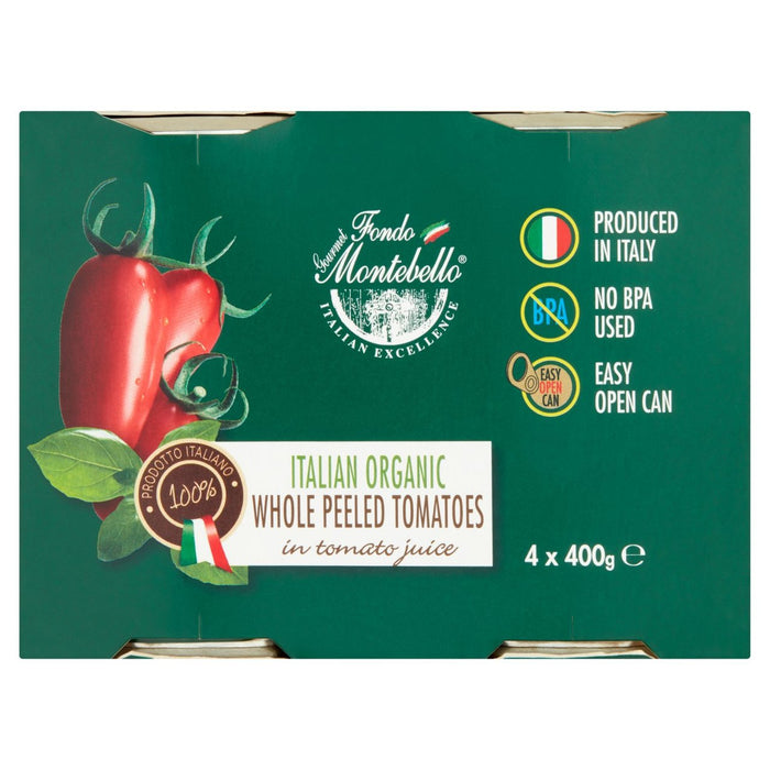 Fondo Montebello Organic italien Tomates pelées 4 x 400g