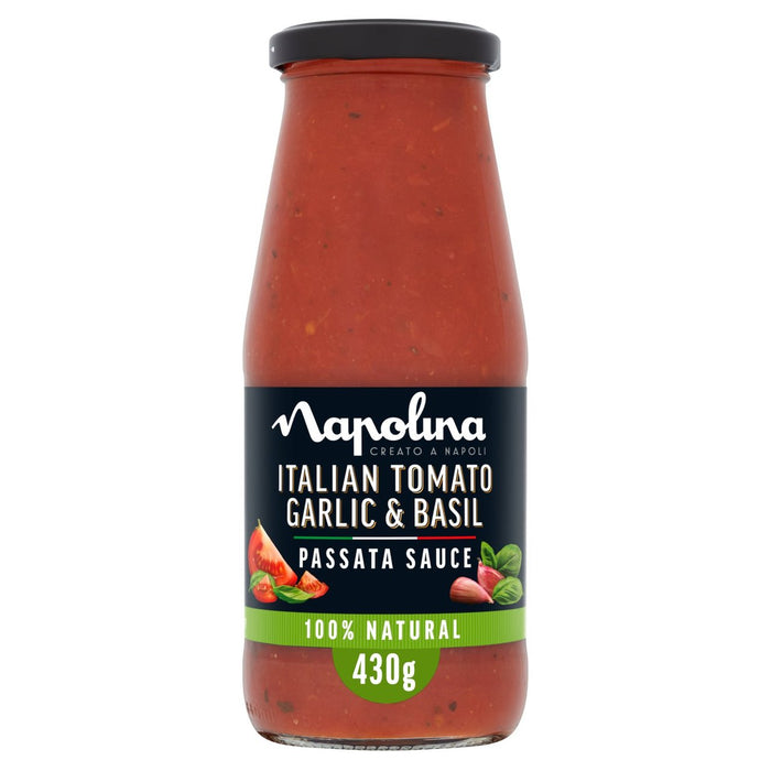Napolina Tomate Tomato ajo y albahaca Passata Salsa 430g