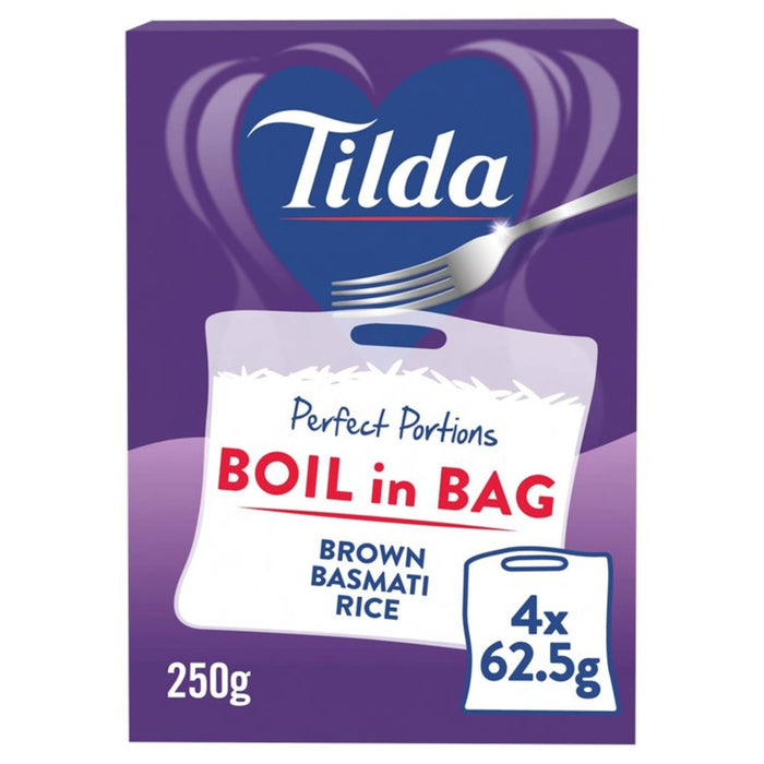 Tilda bouillir dans le sac Rice basmati brun 4 x 62,5 g